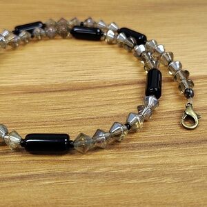 **2 for $10**Men's Beaded Necklace,  Handmade Beaded Necklace, Black and Gray